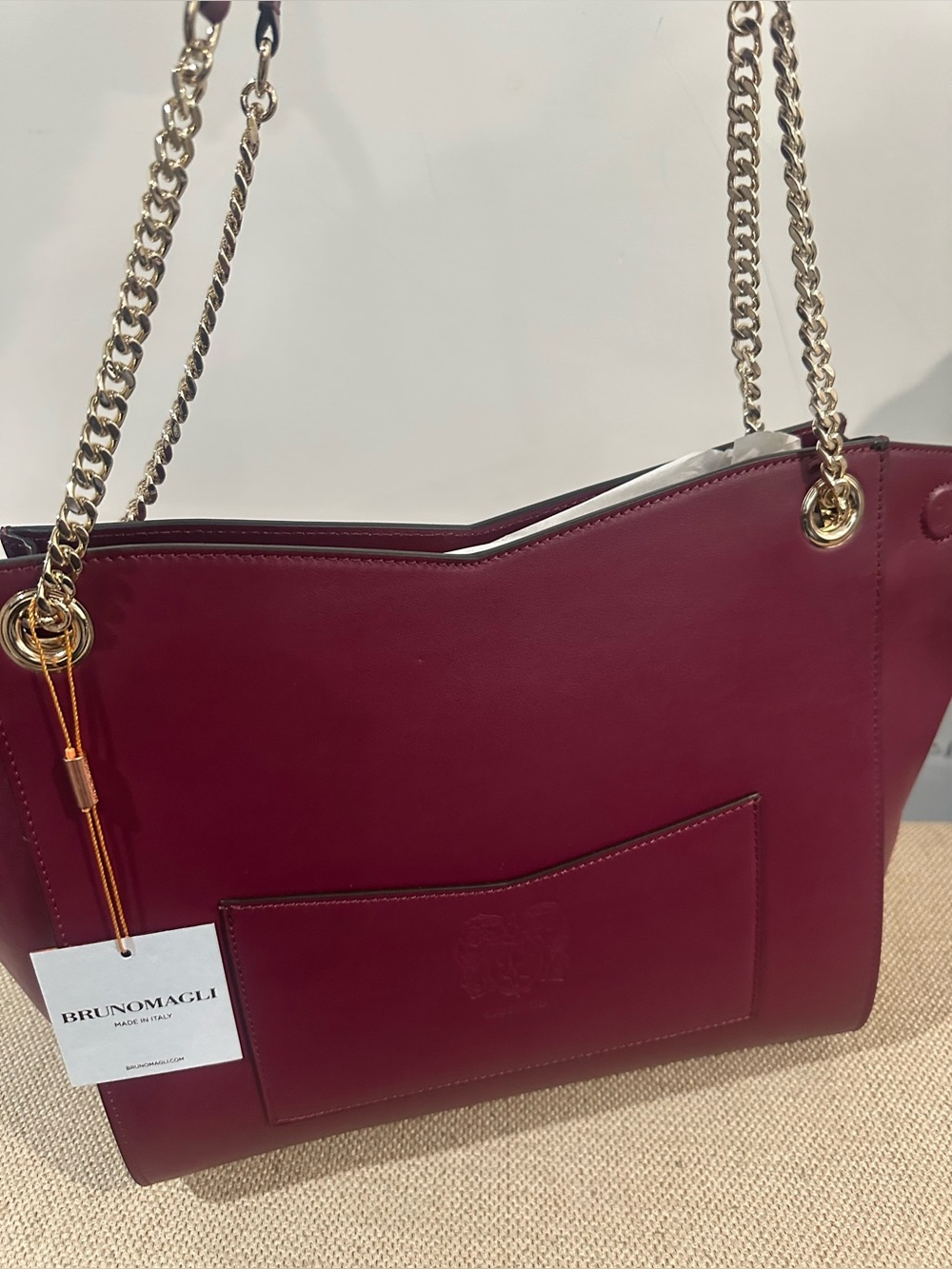 BRUNO MAGLI Leather Chain Expandable Tote Bag - Picture 2 of 16